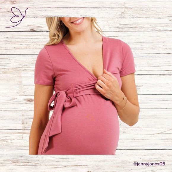 Hello Miz Maternity Mauve Tie-Accent Maternity/Nursing Dress~Size Medium~NWT - Picture 5 of 5